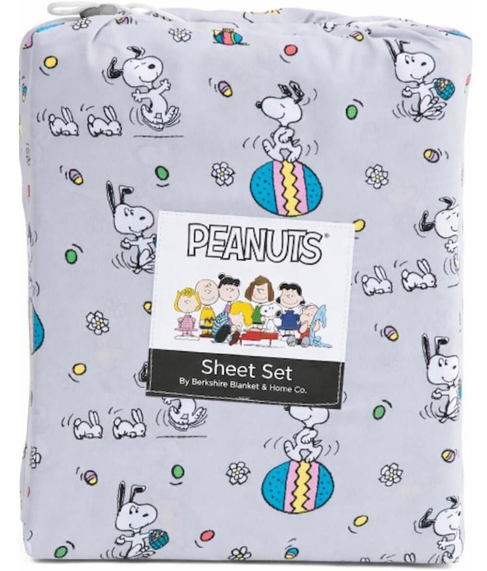 Berkshire Blanket & Home Co. Peanuts Full Sheet Set Pillowcase Flat Fitted Sheet